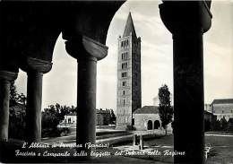 Delcampe - FERRARA. ABBAZIA DI POMPOSA - LA FACCIATA E IL CAMPANILE DELLA LOGGETTA DEL PALAZZO DELLA RAGIONE. CARTOLINA ANNI '50 - Ferrara
