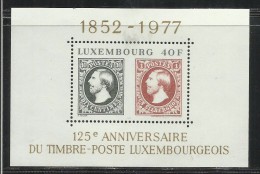 LUXEMBOURG LUSSEMBURGO 1977 POSTAGE STAMP CENTENARY CENTENARIO FRANCOBOLLO SOUVENIR SHEET BLOCCO FOGLIETTO MNH - Blokken & Velletjes