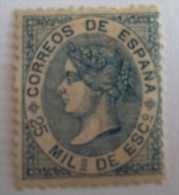 ESPAÑA AÑO 1866 EDIFIL Nº 87 * MH - NUEVO CON SEÑAL FIJASELLOS - ISABEL II - 2cu  (CASTAÑO) - Ungebraucht