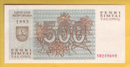 LITUANIE - Billet De 500 Talonu. (Loups). 1993. Pick: 46. NEUF - Litouwen