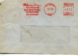 Delcampe - EMA Illustrée Rubans Et Tissus élastiques,Sté Schoutteten Et Froidure,59 Comines,lettre Obliterée Comines,Nord 9.11.84 - Textil