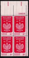Plate Block -1966 USA Polish Millennium Stamp Sc#1313 Eagle Cross - Números De Placas