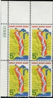 Plate Block -1966 USA Great River Road Stamp Sc#1319 Map Lake - Números De Placas
