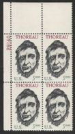 Plate Block -1967 USA Henry D. Thoreau Stamp Sc#1327 Famous Writer Beard - Plate Blocks & Sheetlets