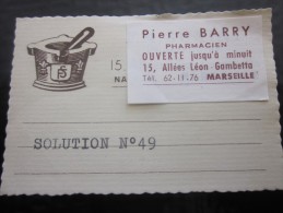 2 étiquettes De Parmacien Pharmacie Pierre BARRY Bd Gambetta MARSEILLE Homeopatie érinnophilie FARMÁCIA  Publicitaire - Etiquettes