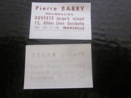 1 étiquette GOMME De Parmacien Pharmacie Pierre BARRY Bd Gambetta MARSEILLE  érinnophilie FARMÁCIA  Publicitaire - Etiketten