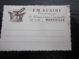 1 étiquette De Parmacien Pharmacie F.M. SUZINI Bd Gambetta MARSEILLE Homeopatie érinnophilie FARMÁCIA  Publicitaire - Etiquettes