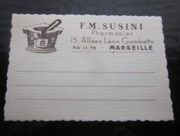 1 étiquette De Parmacien Pharmacie F.M. SUZINI Bd Gambetta MARSEILLE Homeopatie érinnophilie FARMÁCIA  Publicitaire - Labels