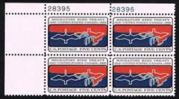 Plate Block -1966 USA Migratory Bird Treaty Stamp Sc#1306 - Plaatnummers