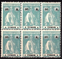 TIMOR - 1923, Ceres. Novos Valores, 36 A. (lll-lV) (BLOCO De 6 Selos)  ** MNH  MUNDIFIL  Nº 200 - Timor