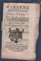 MERCURE HISTORIQUE ET POLITIQUE 01 1788 - TURQUIE RUSSIE HONGRIE POLOGNE TUNIS CLUNY ASSEMBLEES PROVINCIALES ROUEN - Journaux Anciens - Avant 1800