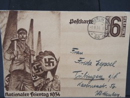 ALLEMAGNE- ENTIER POSTAL    DE PROPAGANDE    DE BERLIN POUR WURTTEMBERG 1934     A VOIR  LOT P3660 - Covers & Documents