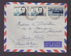 FRANCE TIMBRE LETTRE PHNOM PENH CAMBODGE PA POSTE AERIENNE COLONIE NOUVELLE CALEDONIE - Briefe U. Dokumente