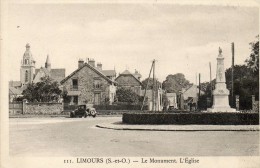 Delcampe - CPA - LIMOURS (91) - Le Rond-Point Du Monument Aux Morts Et Le Quartier De L'Eglise - Limours