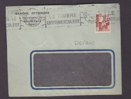 FRANCE TIMBRE LETTRE COLONIE MAROC  CASABLANCA TIMBRE ANTITUBERCULEUX BANQUE OTTOMANE - Storia Postale