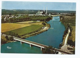Delcampe - CP VAIRES SUR MARNE, VUE AERIENNE, VALLEE DE LA MARNE, LE PONT, LA PISCINE ET LA CENTRALE THERMIQUE, SEINE ET MARNE 77 - Vaires Sur Marne