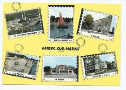Delcampe - CP MULTIVUES VAIRES SUR MARNE, LA PISCINE, LA CENTRALE THERMIQUE, CITES DE L'E.D.F, LA POSTE, L'EGLISE SEINE ET MARNE 77 - Vaires Sur Marne