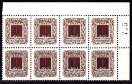 TIMOR -1952,  PORTEADO-  Emissão Regular. Novo Tipo. 1 A. (Bloco De 8 Selos)  ** MNH  MUNDIFIL  Nº 31 - Timor