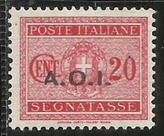 AFRICA ORIENTALE ITALIANA 1939 - 1940 SEGNATASSE POSTAGE DUE TAXE TASSE CENT. 20 C MNH BEN CENTRATO - Italian Eastern Africa