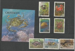 Delcampe - Tanzania - 1 BF + 7 TP - Crustacés - Crustacés