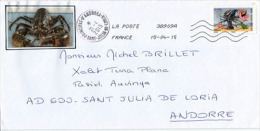 Delcampe - FRANCE. Le Homard, Lettre Adressée En Andorre, Avec Timbre à Date Arrivée Recto Enveloppe - Crustacés