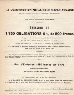 VP1485 - Lettre - Notice De La Société De Construction Métallique Haut - Marnaise à SAINT - DIZIER & PARIS - Andere & Zonder Classificatie