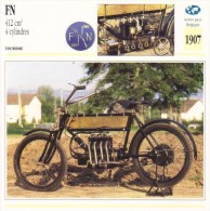 Delcampe - F.N. 412cm Quatre Cylindres   - 1907   -  Fiche Technique Moto (Belgique) - Autres & Non Classés