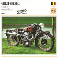 Delcampe - Gillet-Herstal 500cm HG25 'Coupe De France'  - 1936   -  Fiche Technique Moto (Belgique) - Autres & Non Classés