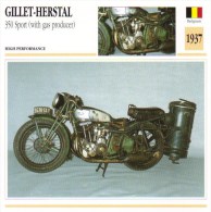 Delcampe - Gillet-Herstal 350cm Sport (with Gas Producer)  - 1937   -  Fiche Technique Moto (Belgique) - Autres & Non Classés