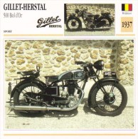 Delcampe - Gillet-Herstal 500cm 'Bol D'Or'  - 1937   -  Fiche Technique Moto (Belgique) - Autres & Non Classés