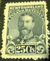 Newfoundland 1910 King George V Inland Revenue 25c - Mint - 1908-1947