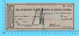 BC Canada Esquimalt  (Government Check Wage ,postmark Sooke BC,Dept Of Public Works For $5.68 In 1932 Recto/Verso - Schecks  Und Reiseschecks