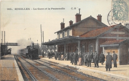Delcampe - YVELINES  78  HOUILLES  LA GARE ET LA PASSERELLE  TRAIN - Houilles
