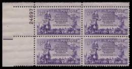 Plate Block -1952 USA Newspaper Boys Stamp Sc#1015 Boy Home Architecture - Plaatnummers