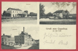 Delcampe - Kapellen - GruB Aus ... - 3 Fotos - Bahnhof, Mühle, Brauerel - Feldpost 1914  ( Verso Zien ) - Kapellen