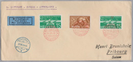 CH Flugpost 1932-07-31 Zürich - Interlaken 1. Flug Brief Nach Fribourg - Premiers Vols