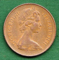 1 PIECE ANGLETERRE 2 NEW PENCE 1971 ELIZABETH II D. G. REG. F:D: +  N° 155 - 2 Pence & 2 New Pence