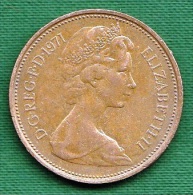 1 PIECE ANGLETERRE 2 NEW PENCE 1971 ELIZABETH II D. G. REG. F:D: +  N° 156 - 2 Pence & 2 New Pence