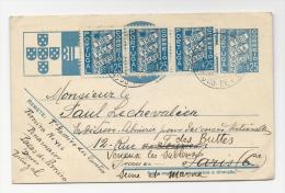 ENTIER POSTAL DU PORTUGAL => PARIS FRANCE   LETTRE  COVER BILHETE POSTAL - Postmark Collection