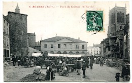 CPA 42 ROANNE PLACE DU CHATEAU LE MARCHE 1908 - Roanne