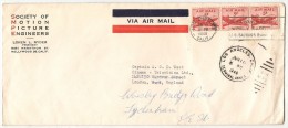 USA - 1948 AIR MAIL COVER Trio Of Sc # C33 From LOS ANGELES To LONDON Sent By The SOCIETY Of MOTION PICTURE ENGINEERS - 2c. 1941-1960 Covers
