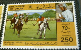 Oman 1980 10th National Day Polo Match 250b - Mint - Omán