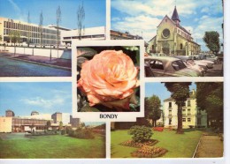 Delcampe - Bondy.. Belle Multi-vues.. Eglise.. Voitures.. Rose - Bondy