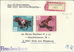 Delcampe - ALEMANIA DDR CC CERTIFICADA KURORT SEIFFEN SELLOS CABALLOS HIPICA - Hippisme
