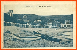 Delcampe - CPA 76 VEULETTES - La Plages Et Les Cabines (Barques) ° Photo Lacoste - Yport