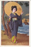 Japan, Beautiful Woman, Fashion Kimono Umbrella, C1910s/30s Vintage Postcard - Autres & Non Classés