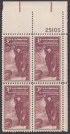 Plate Block -1955 USA Pennsylvania Academy Of Fine Arts Stamp Sc#1064 Museum Famous - Plate Blocks & Sheetlets