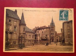 42 Loire BOURG ARGENTAL Le Presbytère Et L'Eglise (couleur Toilée) - Bourg Argental