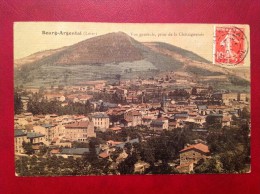 42 Loire BOURG ARGENTAL Vue Générale Prise De La Chataigneraie (couleur Toilée) - Bourg Argental