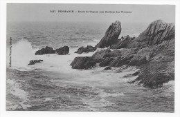 Delcampe - (RECTO / VERSO) PENMARCH - N° 3127 - ETUDE DE VAGUES AUX ROCHERS DES VICTIMES - Penmarch